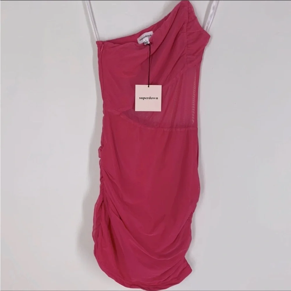 superdown Jerica Mesh Mini Dress in Hot Pink Size S - Picture 5 of 6